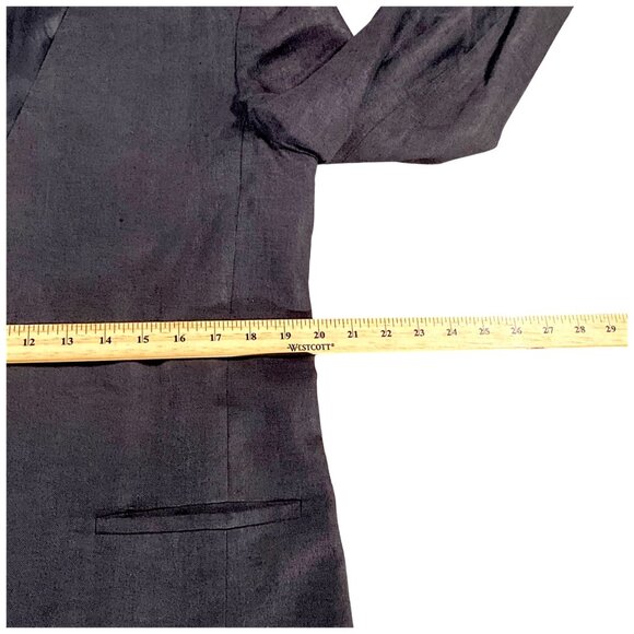 Charter Club Jacket Womens 12 Black Linen Blazer Boss Career Minimalist 80s VTG - Picture 7 of 16